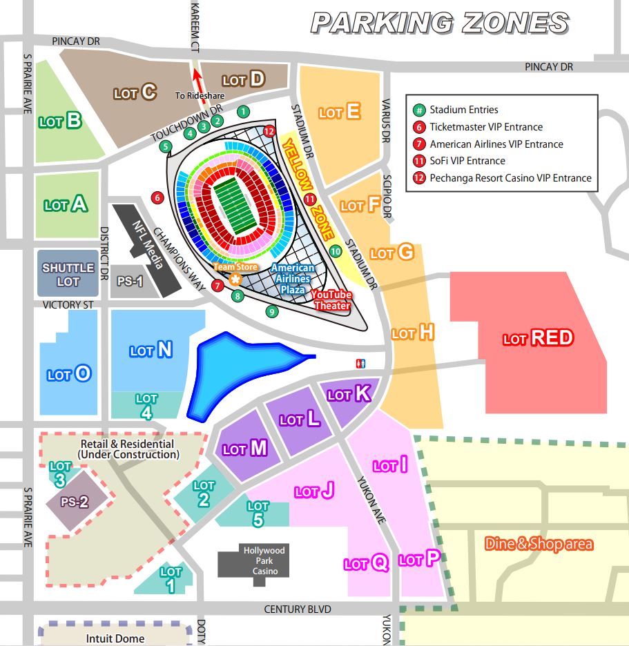 SoFi Stadium Map  Los Angeles Chargers 